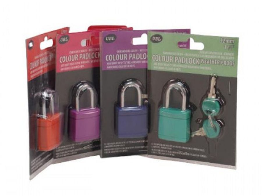 32mm coloured weatherproof padlock - 4/cols*