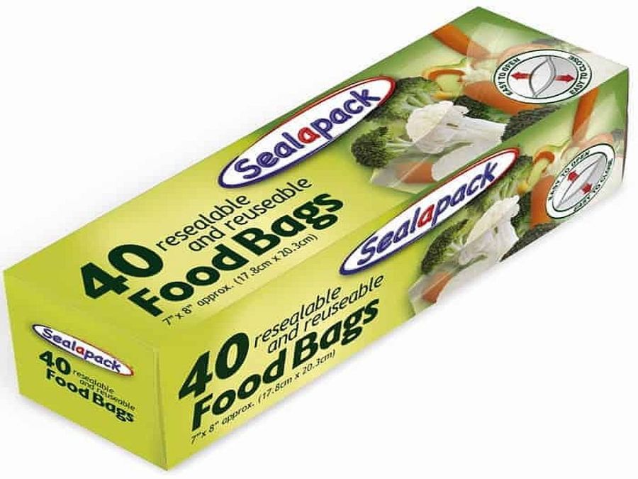 Box 40 resealable food bags  
(17x20cm)*
