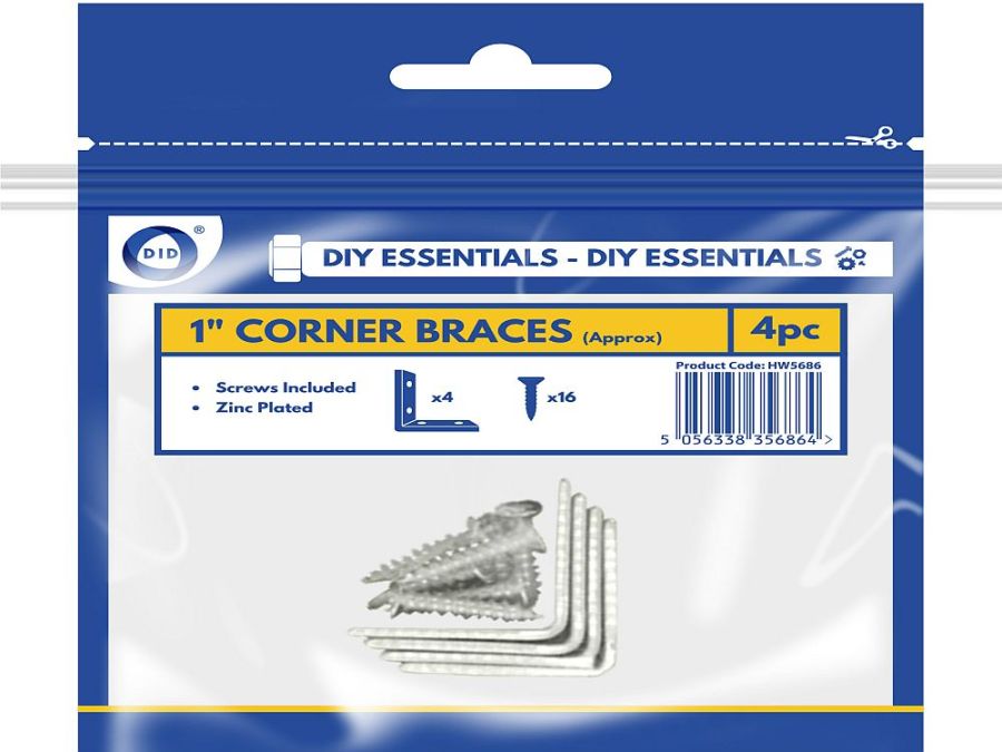 Pack 4, 1" corner braces*