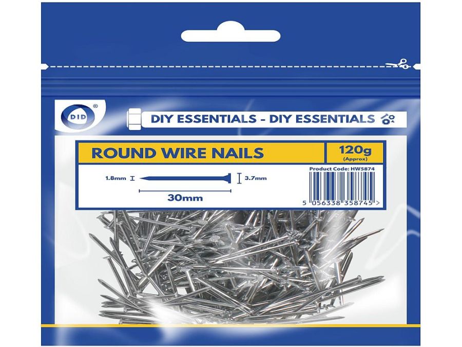 30mm round wire nails (120g)*