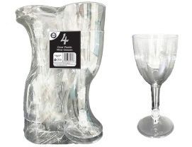 Pack 4, clear plastic wine glasses*