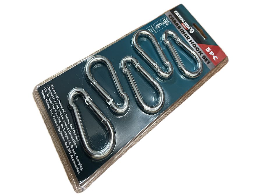 5pc carabiner hook set (max 150kg)*
