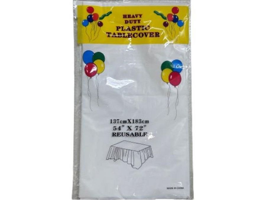 Plastic reusable table cover - WHITE* (137x183cm) Plastic reusable table cover - WHITE* (137x183cm)