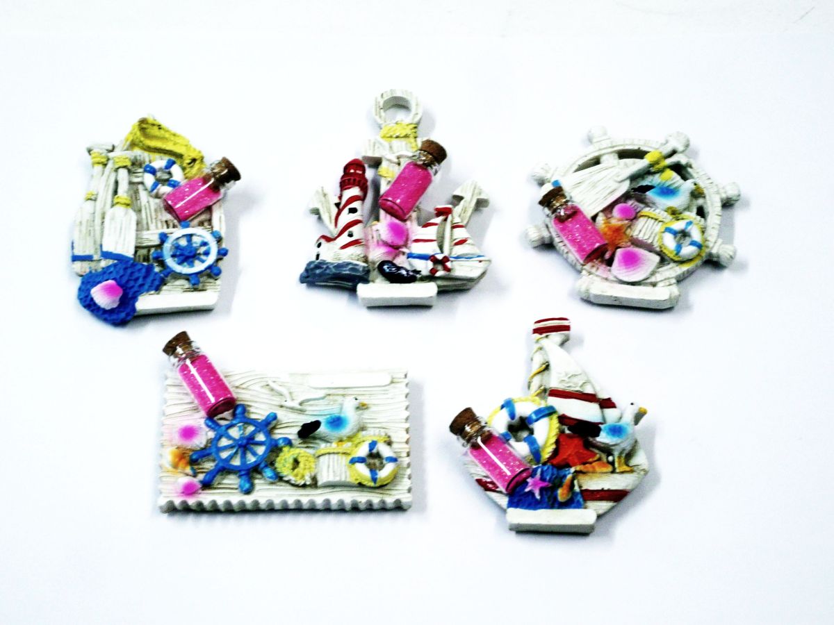 Resin seaside magnet with glitter bottle - 5asstd.