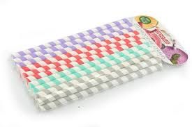 Pkt 40, striped and dots paper flexi  straws*