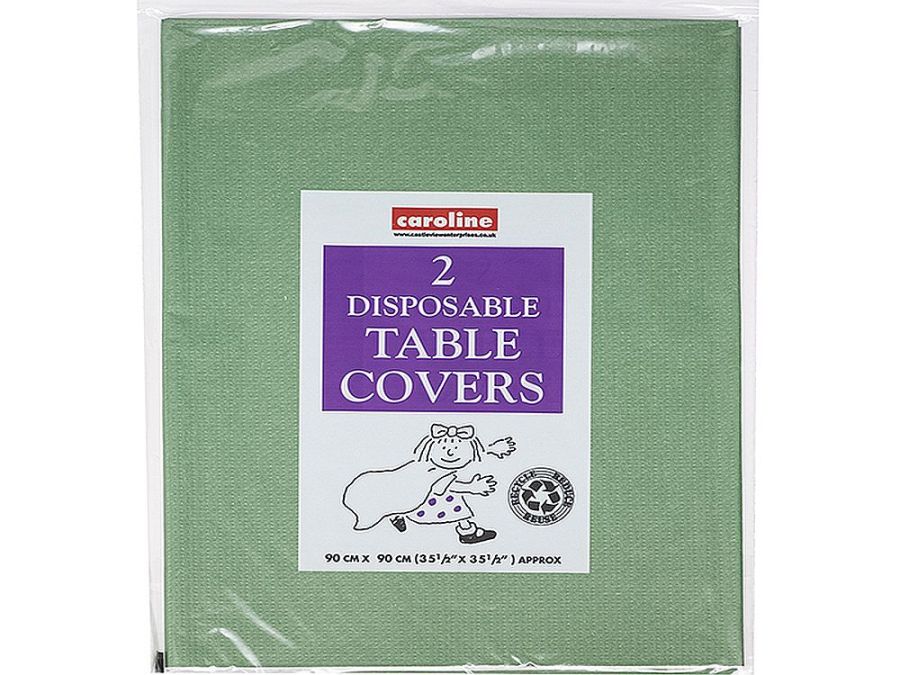 Pack 2 disposable table covers (90X90CM)* - GREEN Pack 2 disposable table covers (90X90CM)* - GREEN