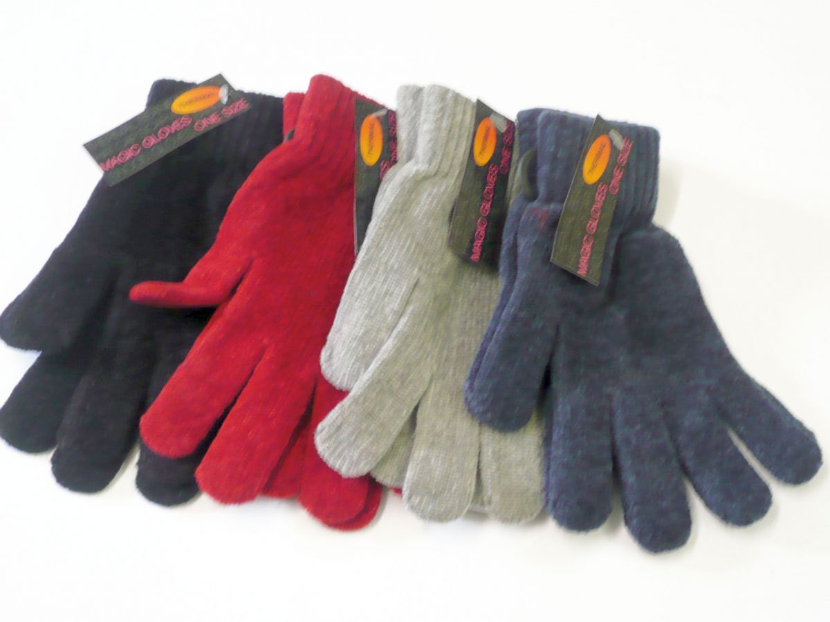 Ladies chenille magic gloves - 4/cols.