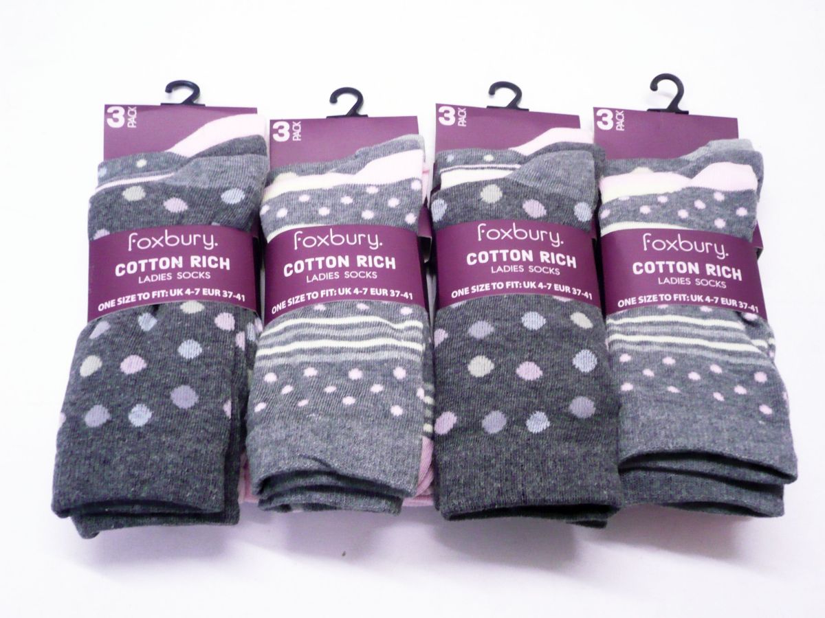 Spot/stripe cotton rich socks.
(3pkt x4)