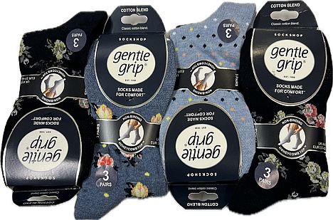 Gentle grip dot/floral socks.
(3pkt x4)