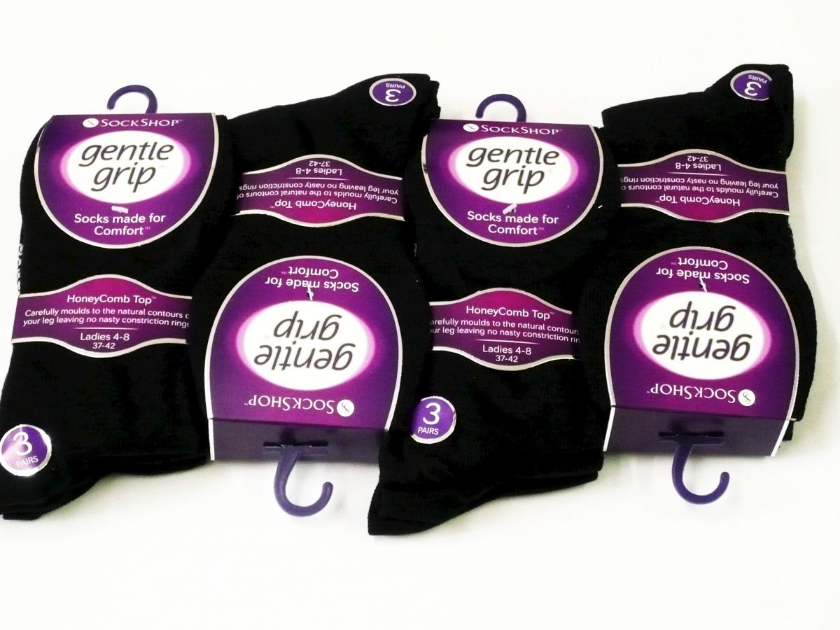 Gentle grip plain socks
black (3pkt x4)