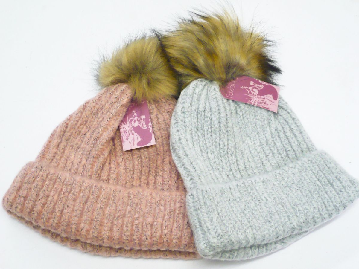 Ladies knitted bobble hat - 2/cols.