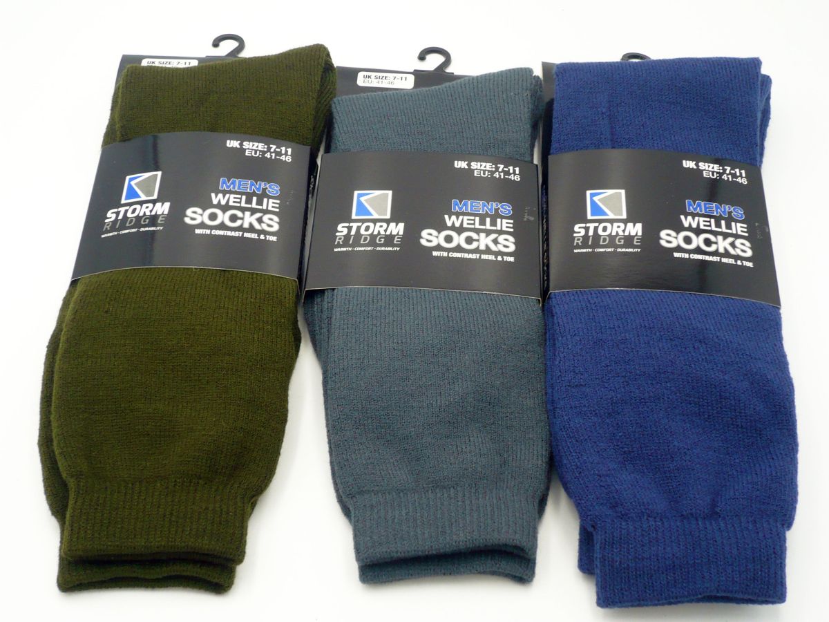 Mens wellie socks (7-11) - 3/cols.