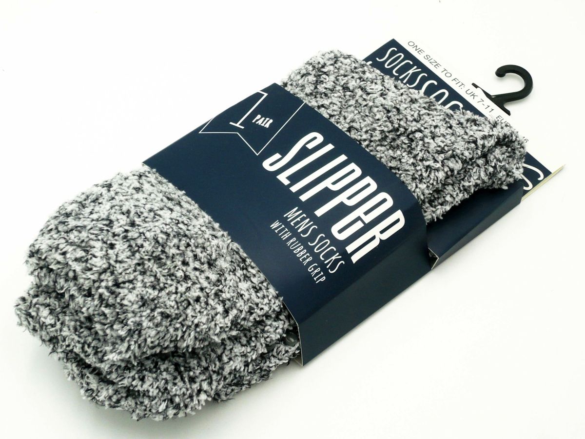 Mens slipper socks with rubber grip (7-11)*