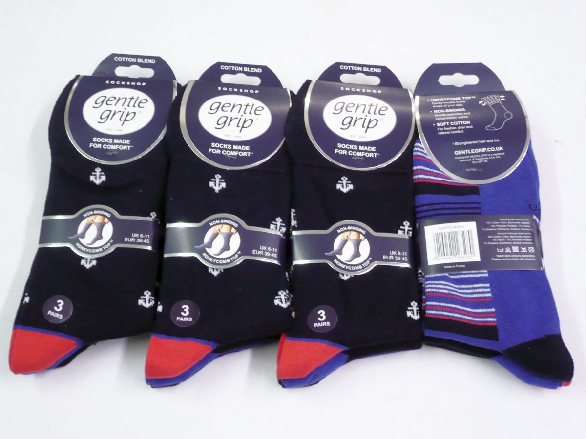 Mens gentle grip nautical socks
(3pkt x4)