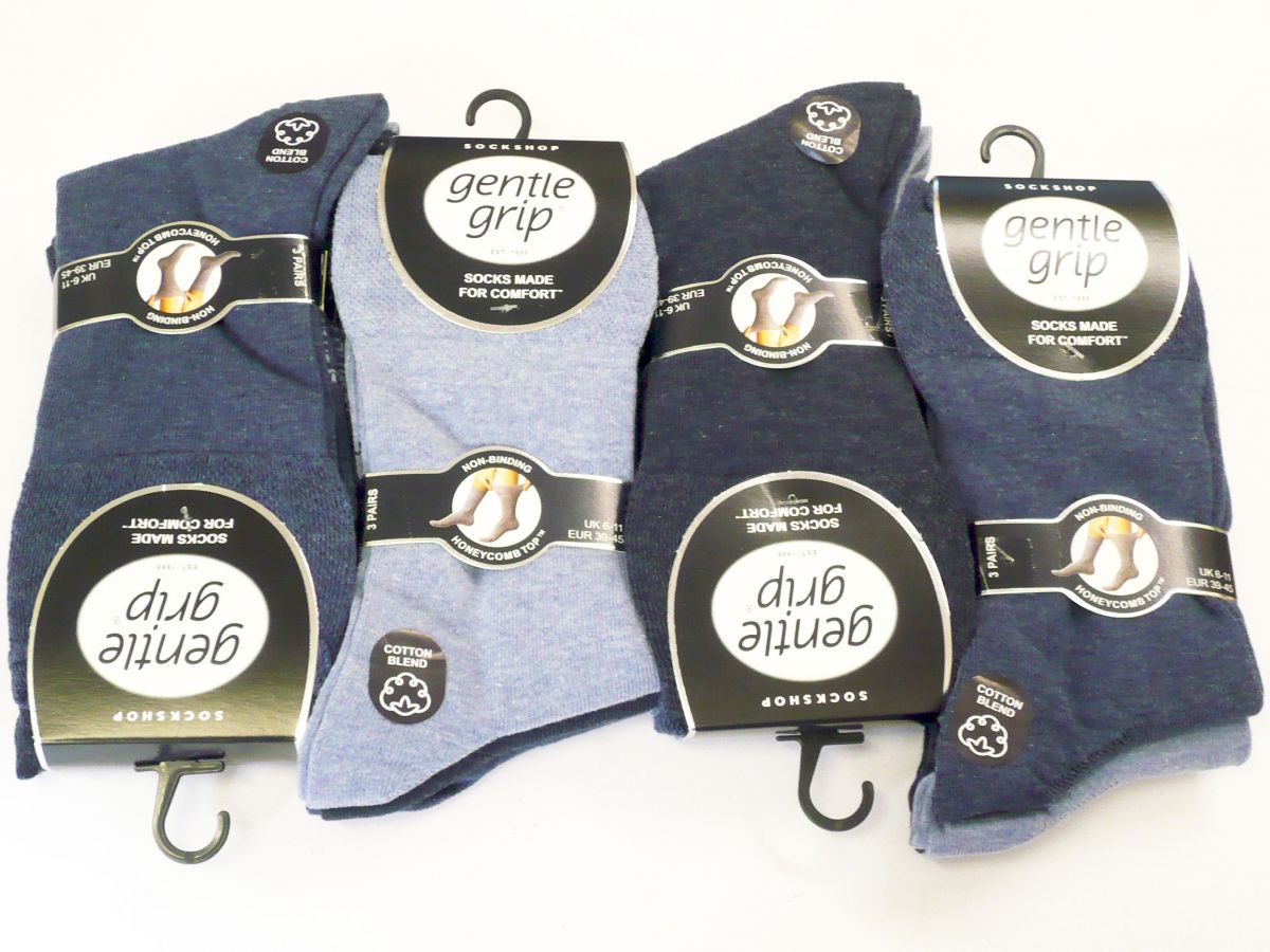 Mens plain blues honeycomb top socks (3pkt x4)