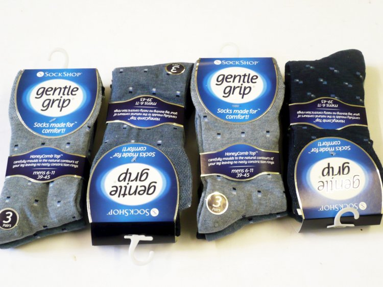 Mens gentle grip socks, 6-11, (3pkt x4)