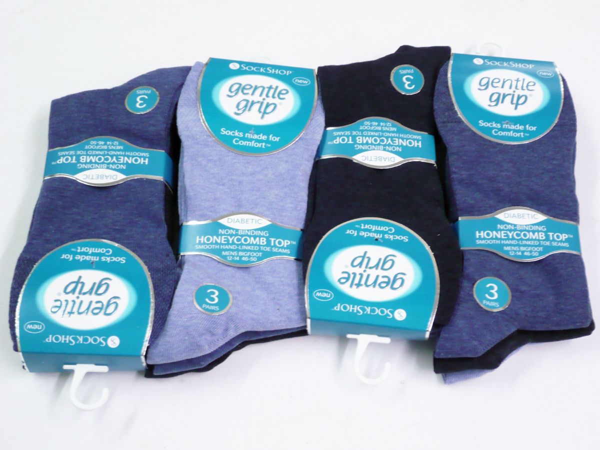 Diabetic bigfoot plain blue socks, 12-14  (3pkt x4)