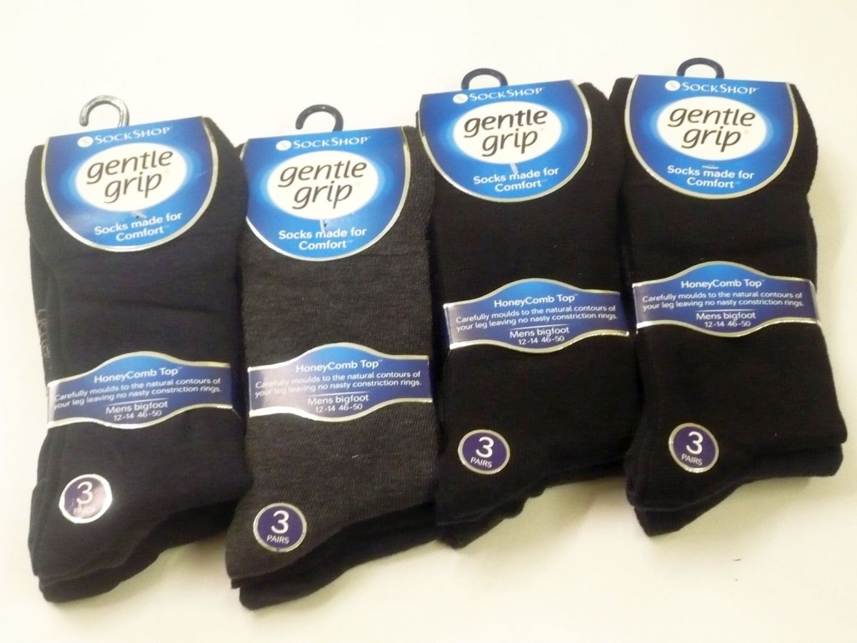 Mens bigfoot plain BLACK socks (3pkt x4)  (MW903)