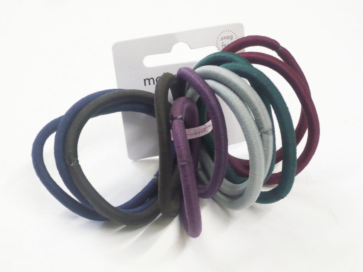 Pkt 12, 4mm snag free dark mix hair bands.