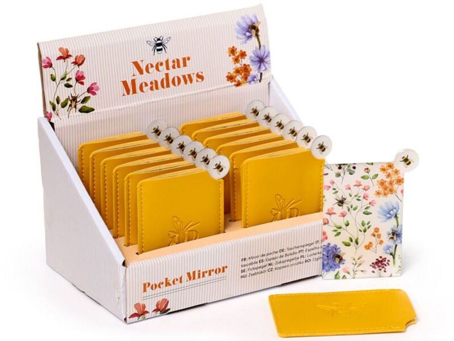 Nectar Meadows bee pocket mirror in sleeve.
(ADD 12 FOR DISPLAY) Nectar Meadows bee pocket mirror in sleeve.
(ADD 12 FOR DISPLAY)