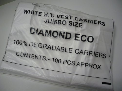 Strong white carrier bags, (25 micron), size 12"x18"x23", pack of 100..*