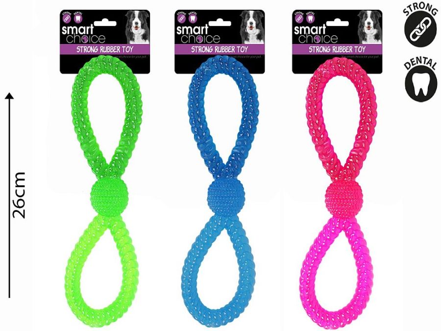 Strong rubber twist tug dog toy - 3/cols*