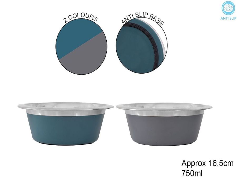 Stainless steel 16.5cm pet bowl - 2/cols* Stainless steel 16.5cm pet bowl - 2/cols*