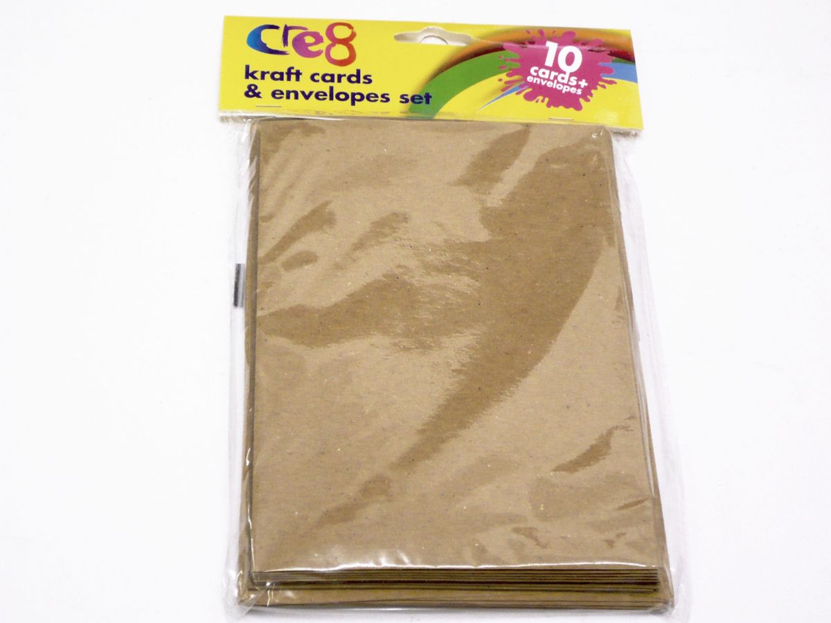 Pack 10, kraft cards and envelopes (17x12cm)