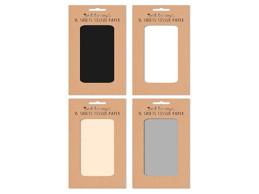 Pack 8 sheets solid colour plain tissue paper - 4/cols*