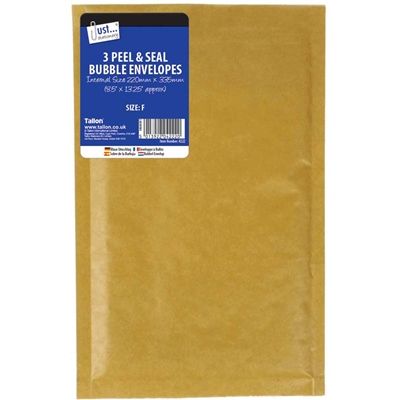 Pack 3, size F bubble envelopes (220x335mm)