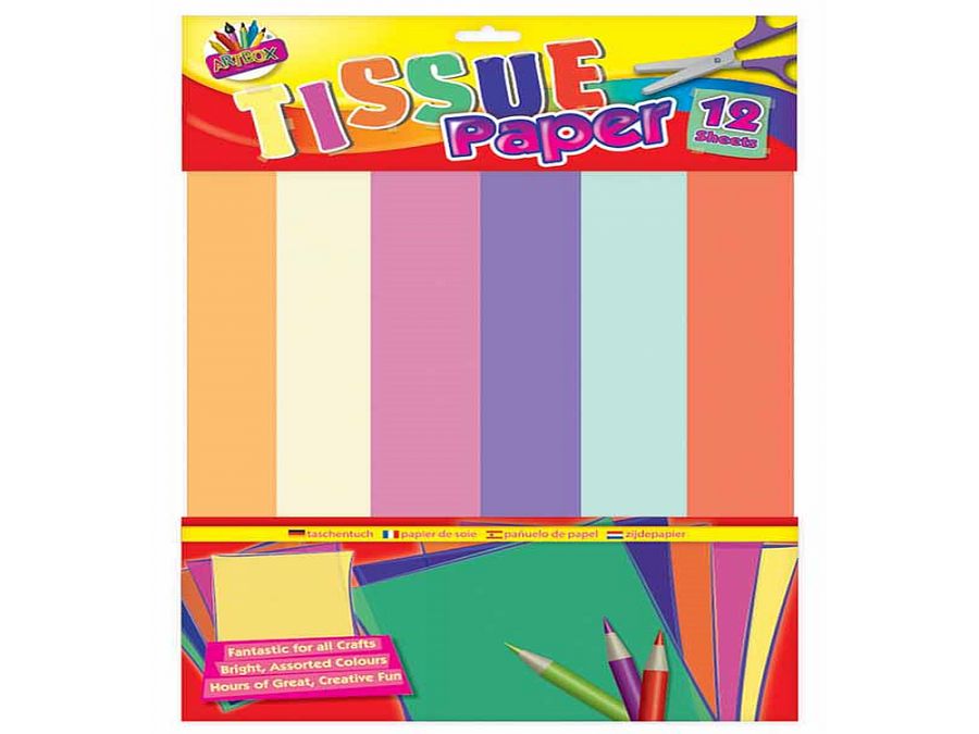 Pkt 12, asstd tissue paper*