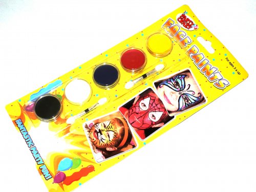 5 face paints with 2xbrushes*