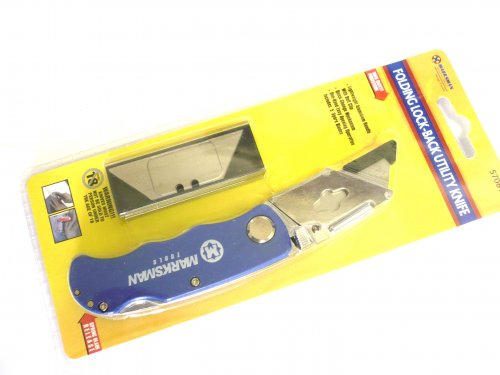 Folding lock-back utility knife + blades.