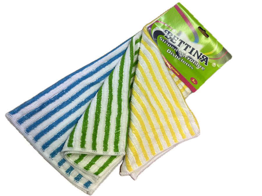 Pack 3, striped microfibre dishcloths*