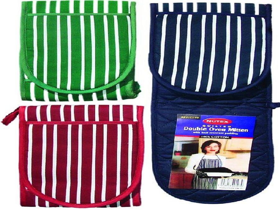 Quilted double oven mitten - 3/cols*