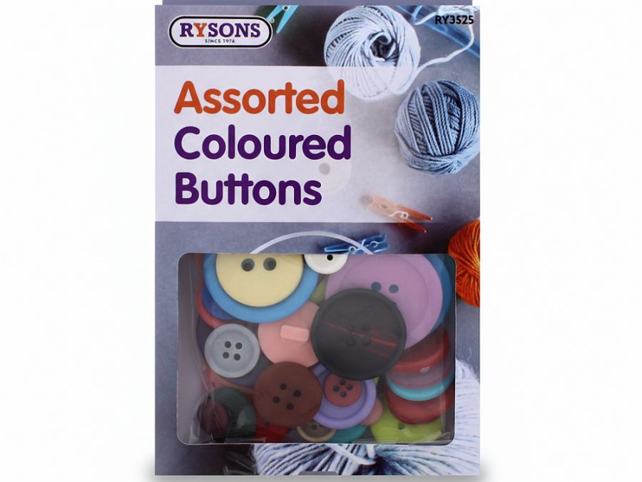 Box of assorted sizes and colour buttons* Box of assorted sizes and colour buttons*