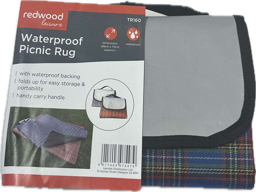 Waterproof tartan picnic rug - 2/cols* (148x115cm) Waterproof tartan picnic rug - 2/cols* (148x115cm)
