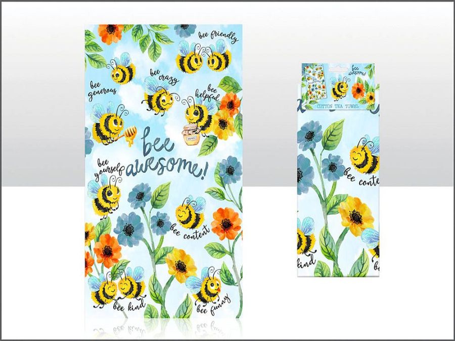 Bee Awesome cotton tea towel.