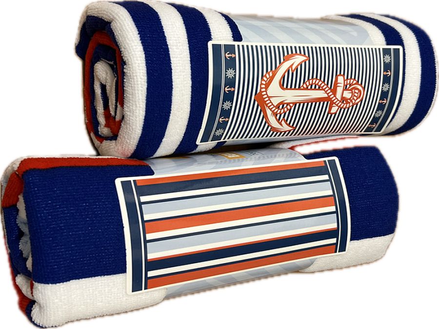 Nautical design beach towel - 2asstd.   (70cmx140cm)