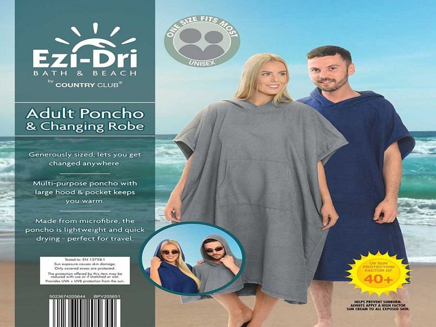 Swim Robe : Ezi-Dri adult poncho and changing robe - 2/cols
(one size)