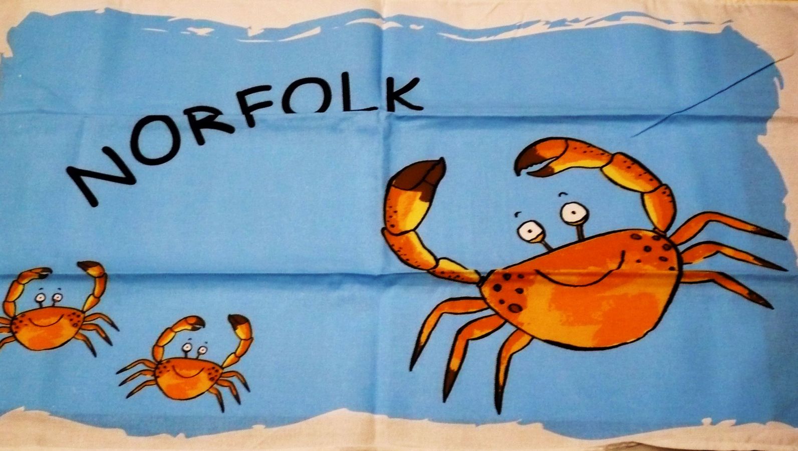 NORFOLK/SUFFOLK crab tea towel.