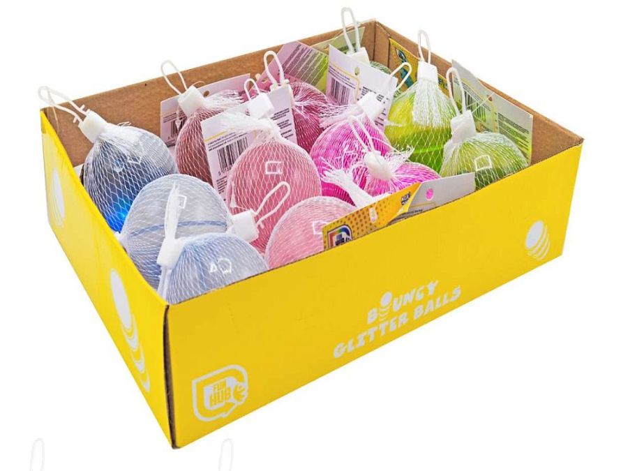 Box 12, bouncy glitter balls - 4/cols.