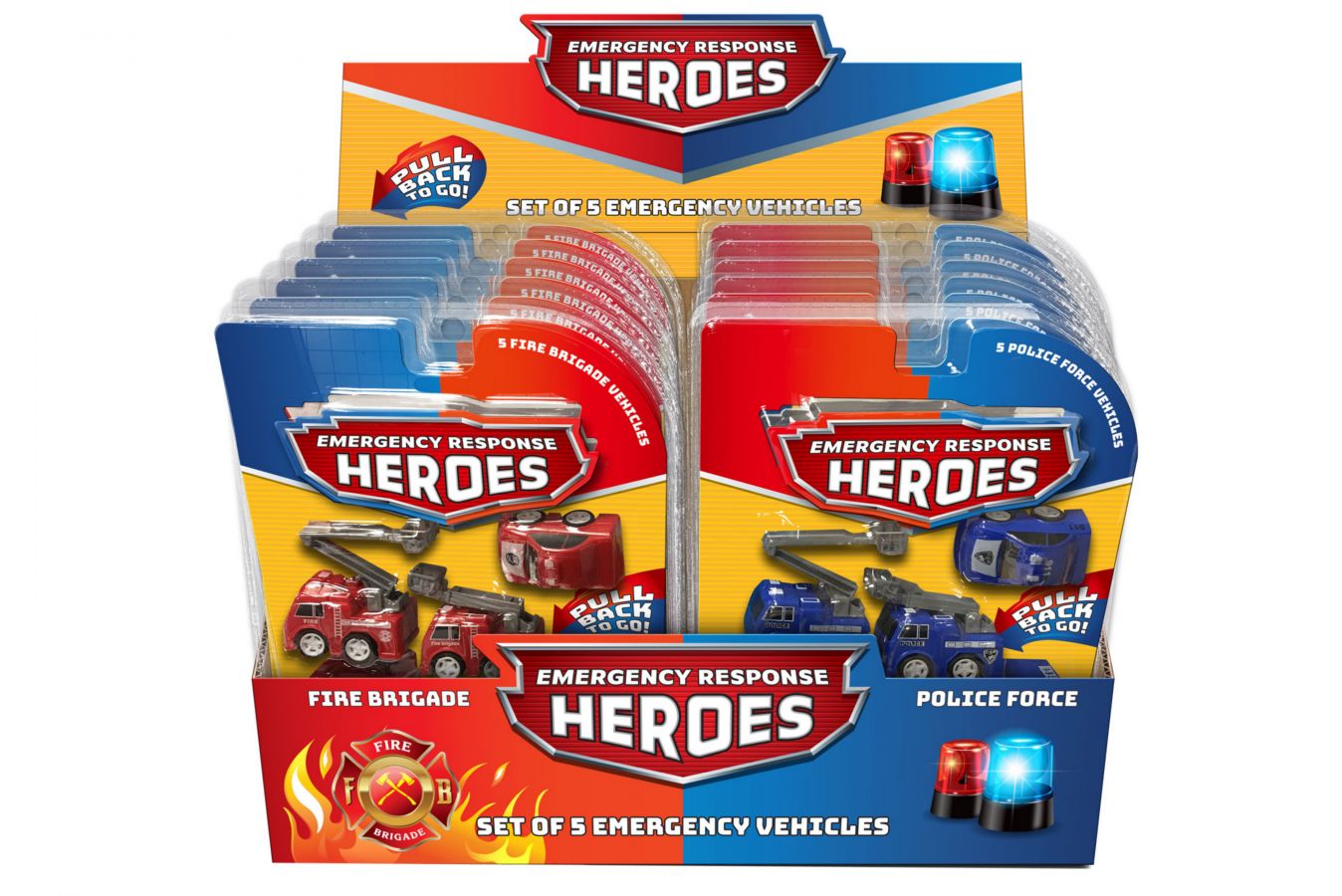Pkt 5 mini pull back emergency vehicles - 2asstd*