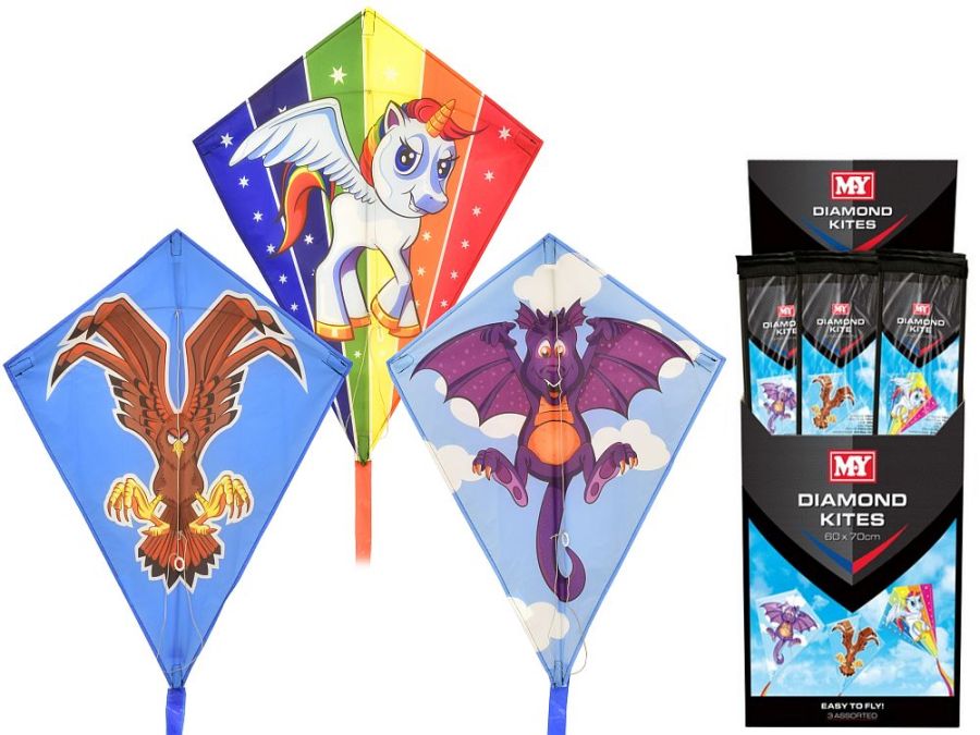60x70cm nylon diamond kite - 3asstd.