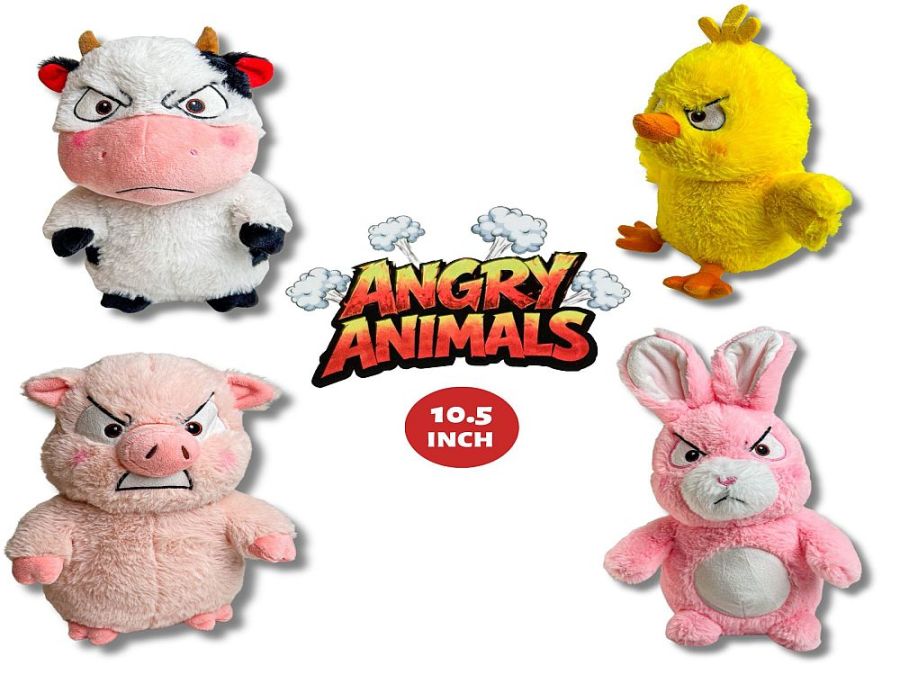 10.5" plush angry farm animals - 4asstd* 10.5" plush angry farm animals - 4asstd*
