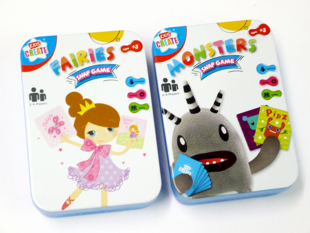 Fairies or Monsters snap cards in tin*