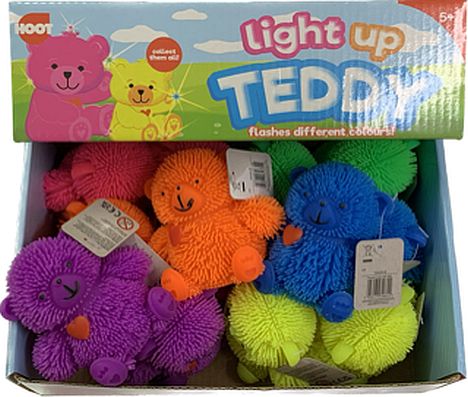 Spiky light up teddy - 6/cols.
(ADD 12 FOR DISPLAY)