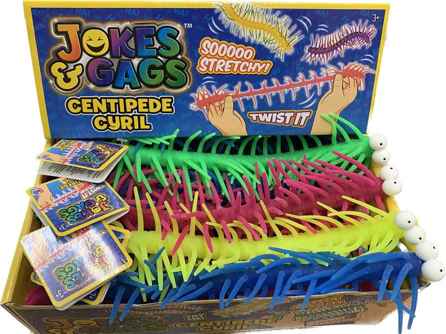 Stretchy centipede Cyril - 4/cols. 
(ADD 24 FOR DISPLAY)