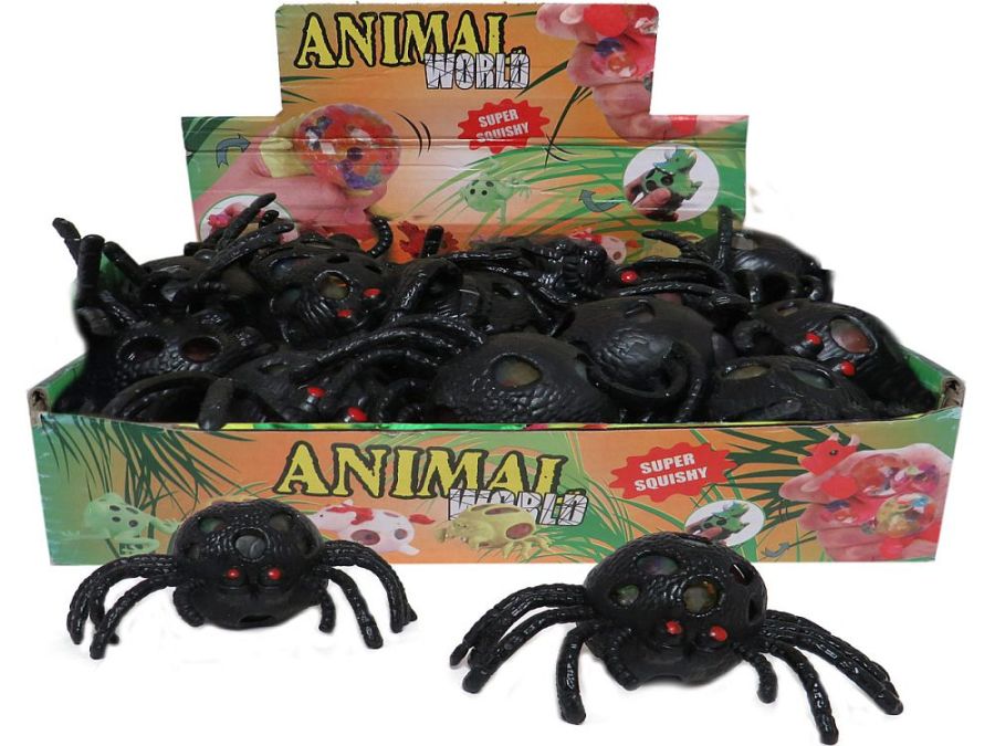 BOX 12, squeezy black spiders*