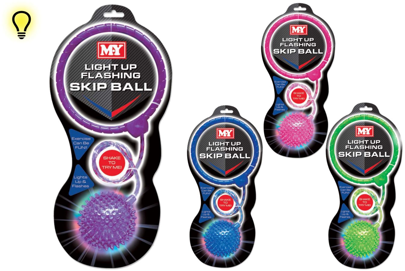 Light-up flashing skip ball - 4/cols.